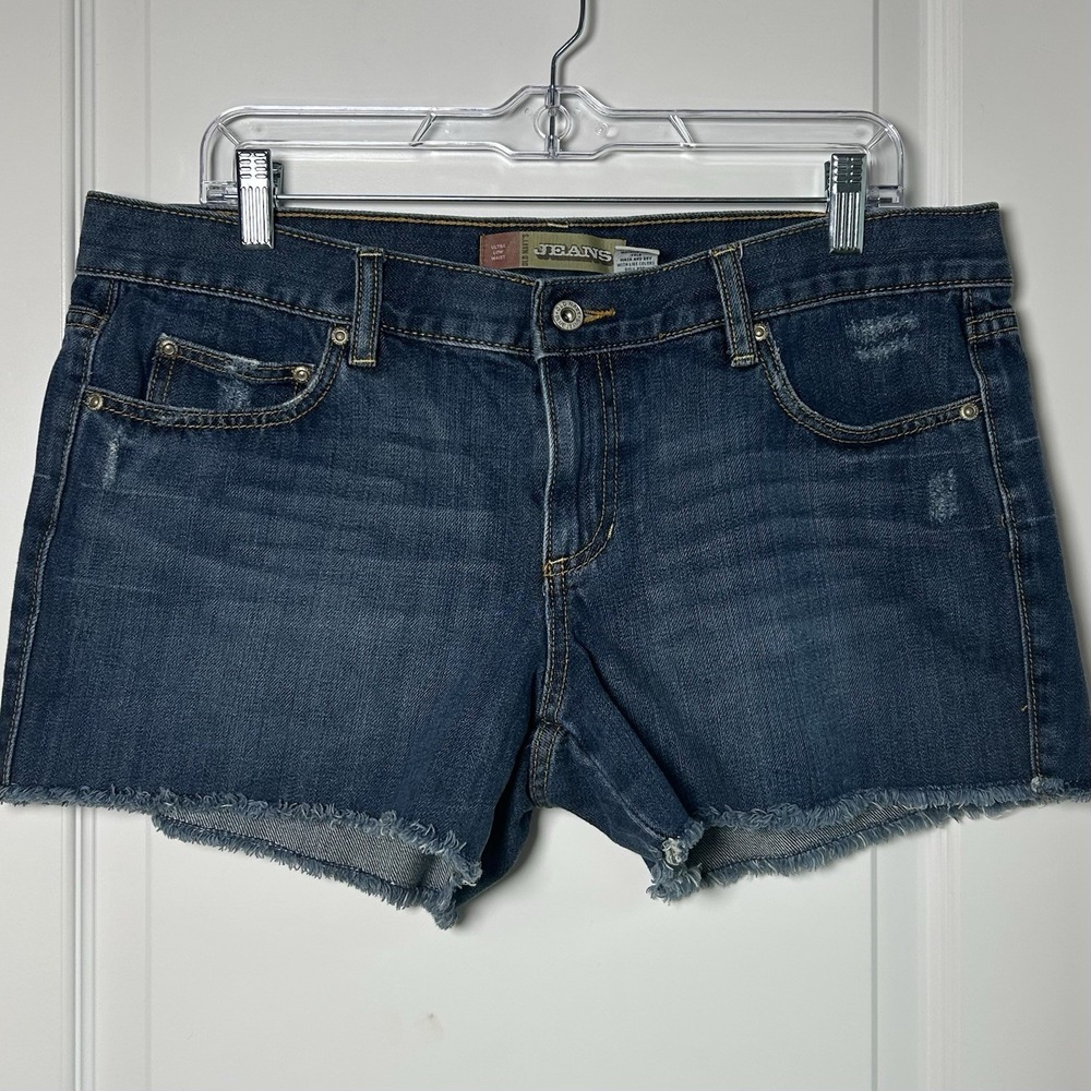 Old Navy Vintage Y2K 100% Cotton Ultra Low Rise Dark Wash Cut-Off Denim Shorts